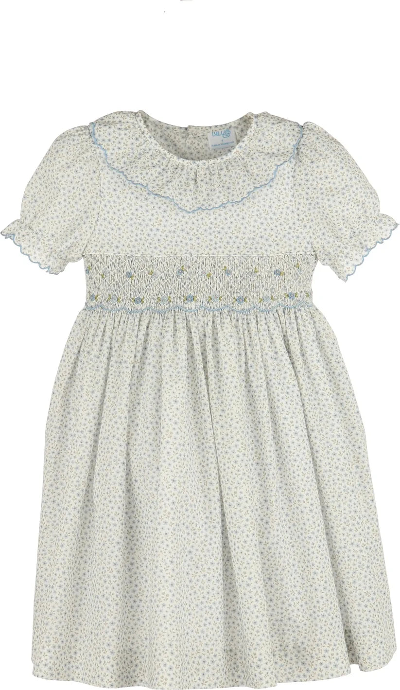 Luli & Me Forest Fairy Smock Dress-Blue