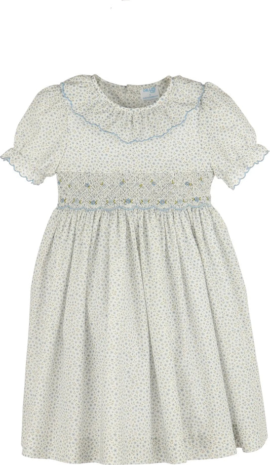 Luli & Me Forest Fairy Smock Dress-Blue