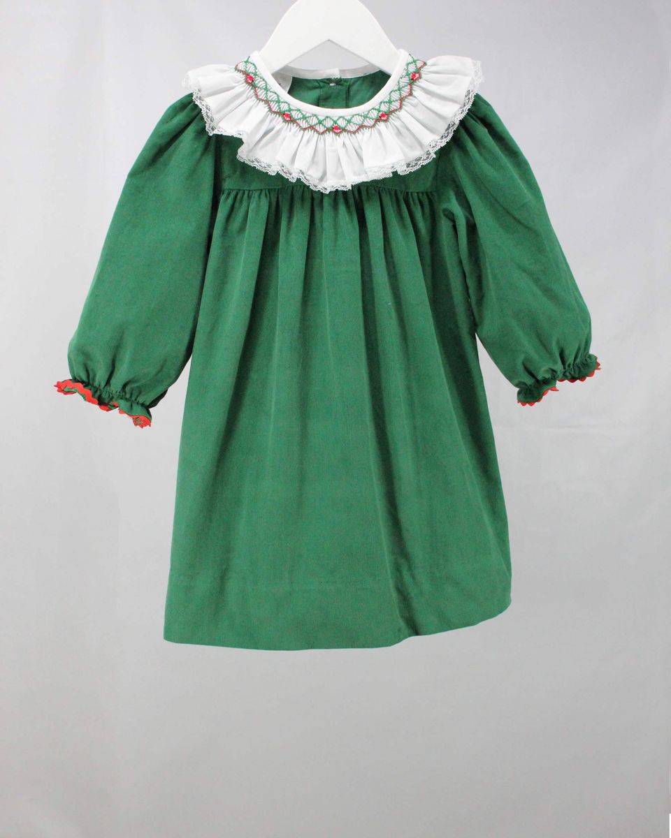 Baby Blessings Green & White Claire Dress