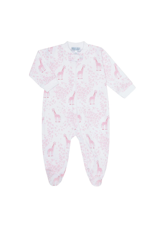Nella Pima Pink Giraffe Zipper Footie