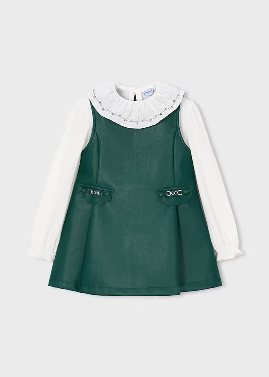 Faux Leather Dress w/ Blouse