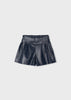 Faux Leather Shorts-Navy