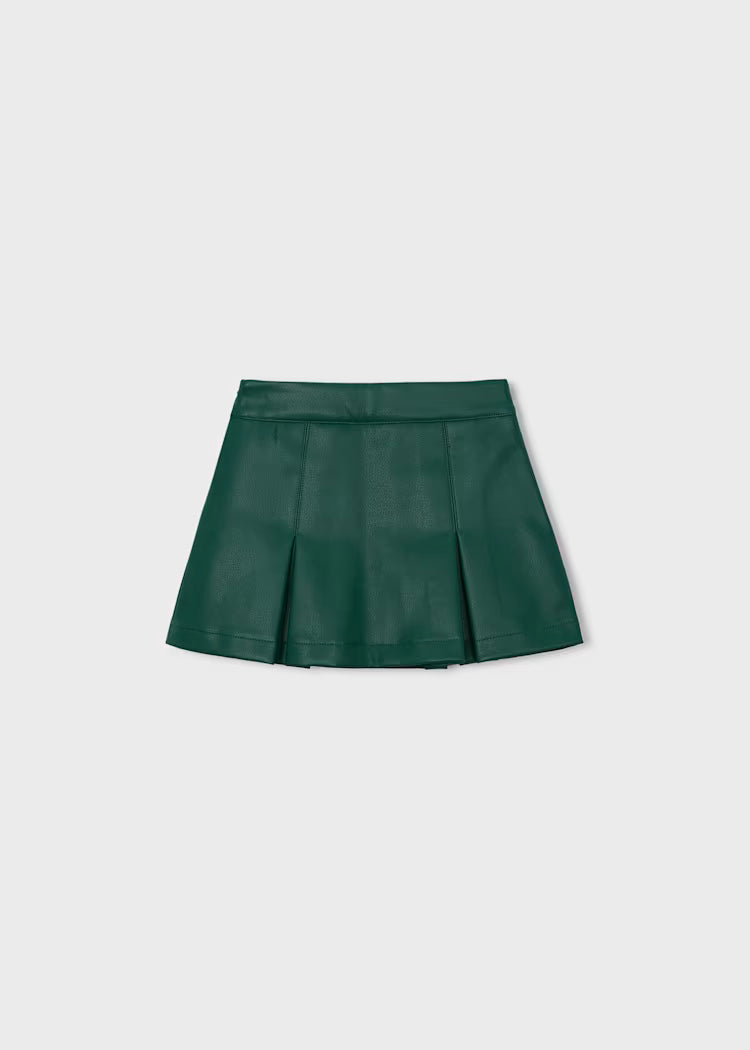 Mayoral Bottle Green Faux leather Skirt with Pockets
