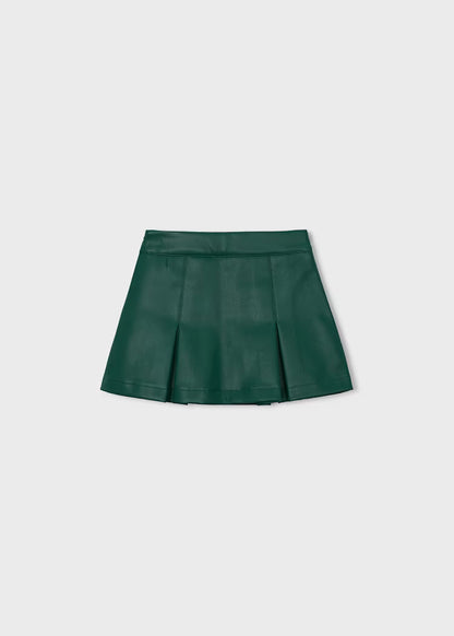 Mayoral Bottle Green Faux leather Skirt with Pockets