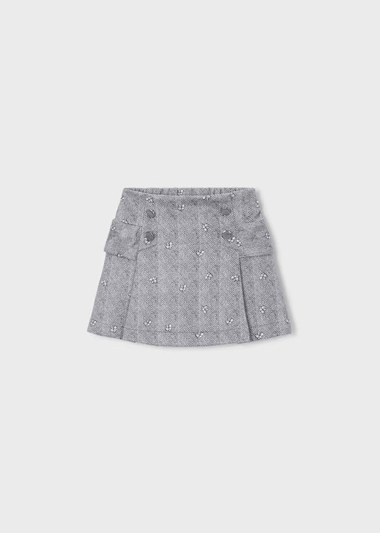Mayoral Printed Suede Skirt-Heathered Grey