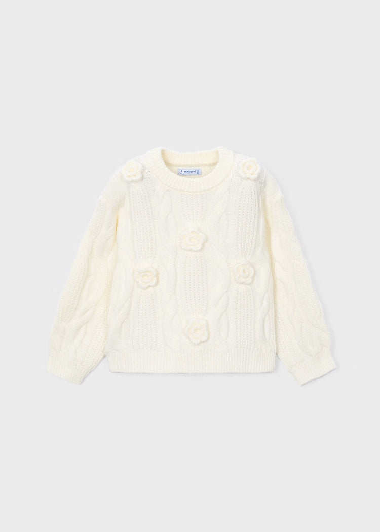 Mayoral 3D Flower Sweater-Ivory