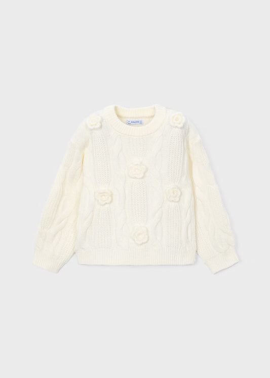 Mayoral 3D Flower Sweater-Ivory