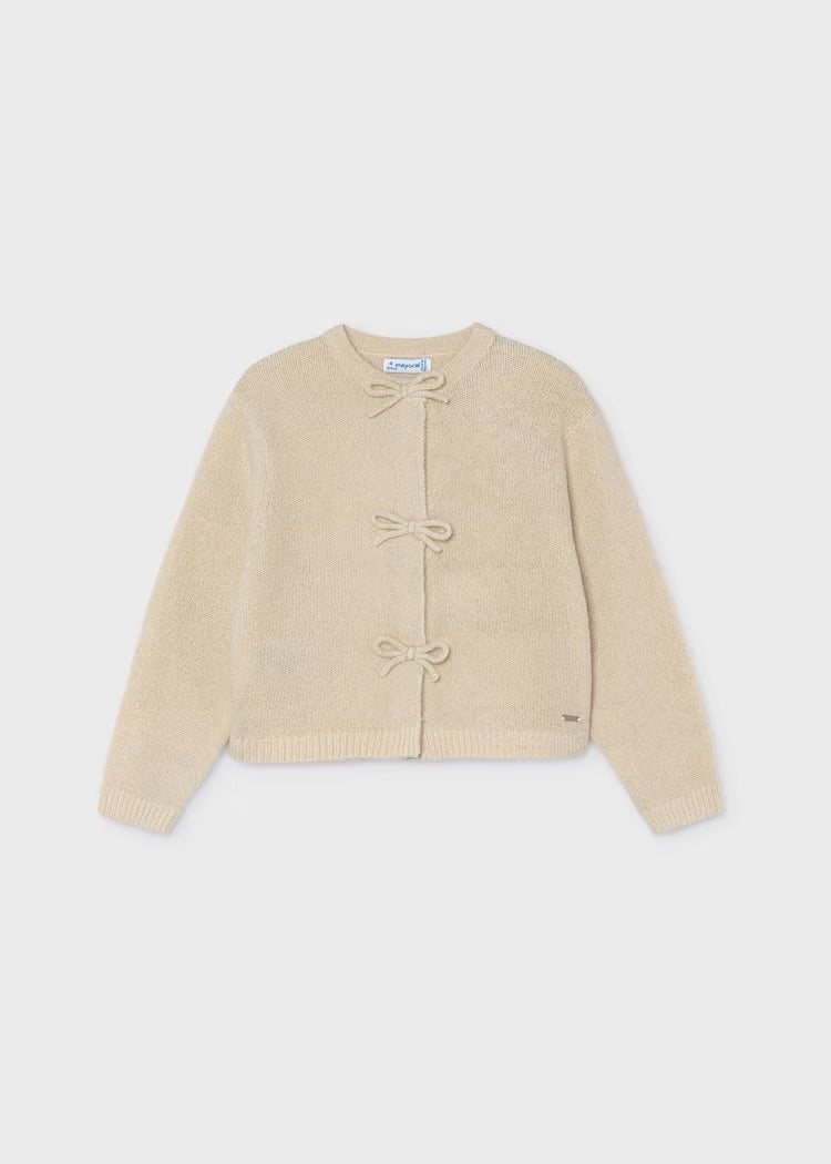 Mayoral See Knit Cardigan - Bows - Beige