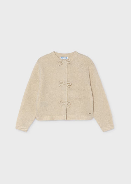 Mayoral See Knit Cardigan - Bows - Beige