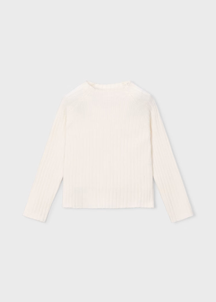 Mayoral Ribbed Mock Neck L/S Shirt-Soy