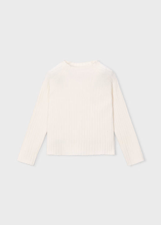 Mayoral Ribbed Mock Neck L/S Shirt-Soy