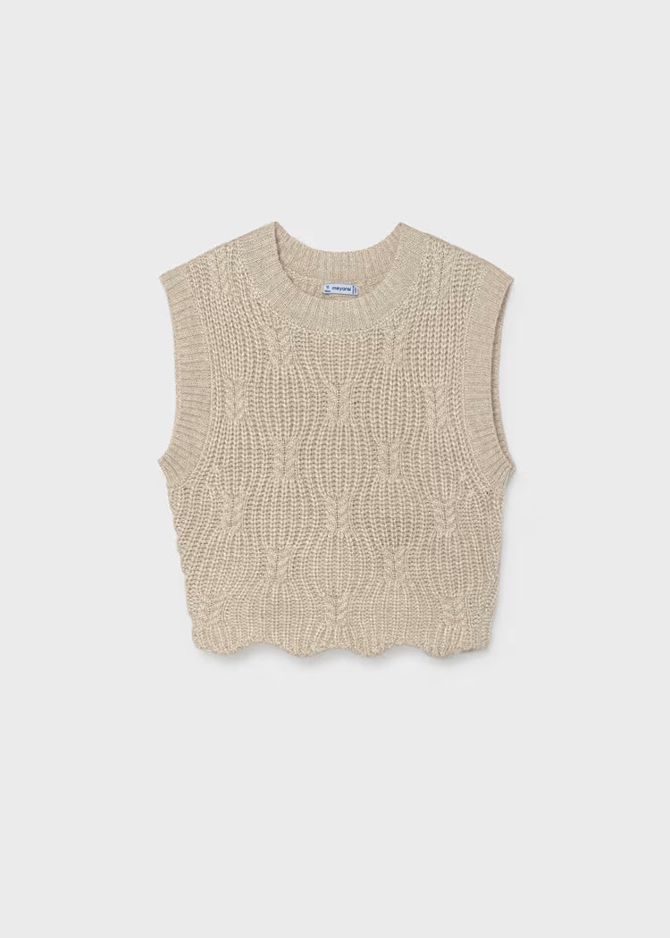 Mayoral Knitted Vest w/ Split Back-Hummus