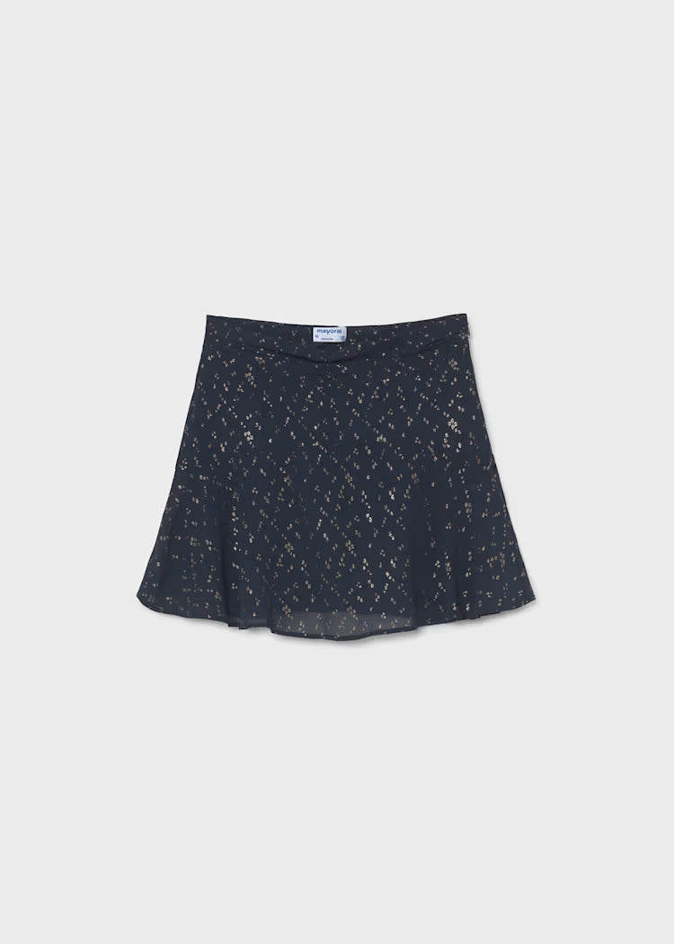 Mayoral Printed Gauze Skirt-Navy