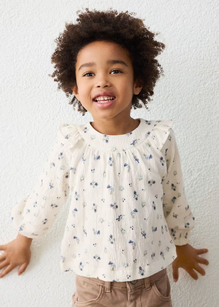 Floral Printed Crinkle Cotton Blouse