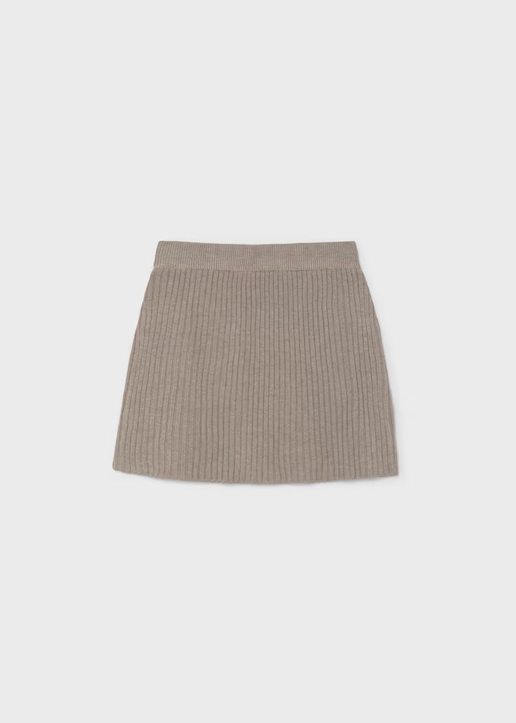 Mayoral Ribbed Knit Skirt-Brown