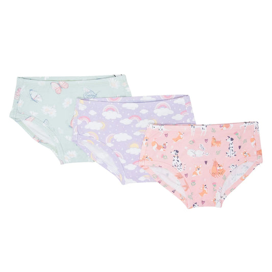 Sweet Bamboo Girl's Panties  3-Pack Daisy/Puppy/Rain