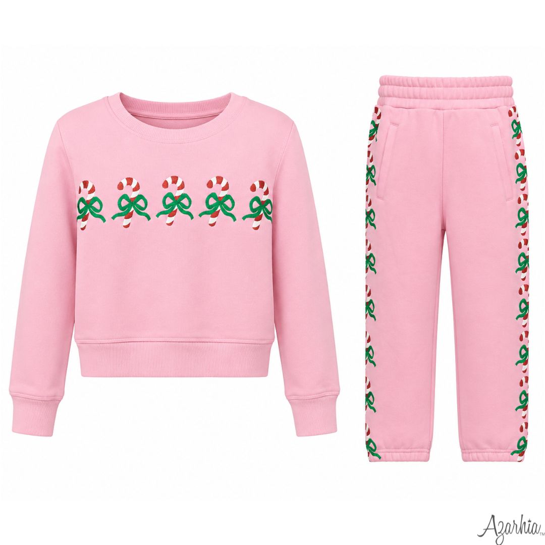 Azarhia Glitter Candy Cane Jogger Set-Pink