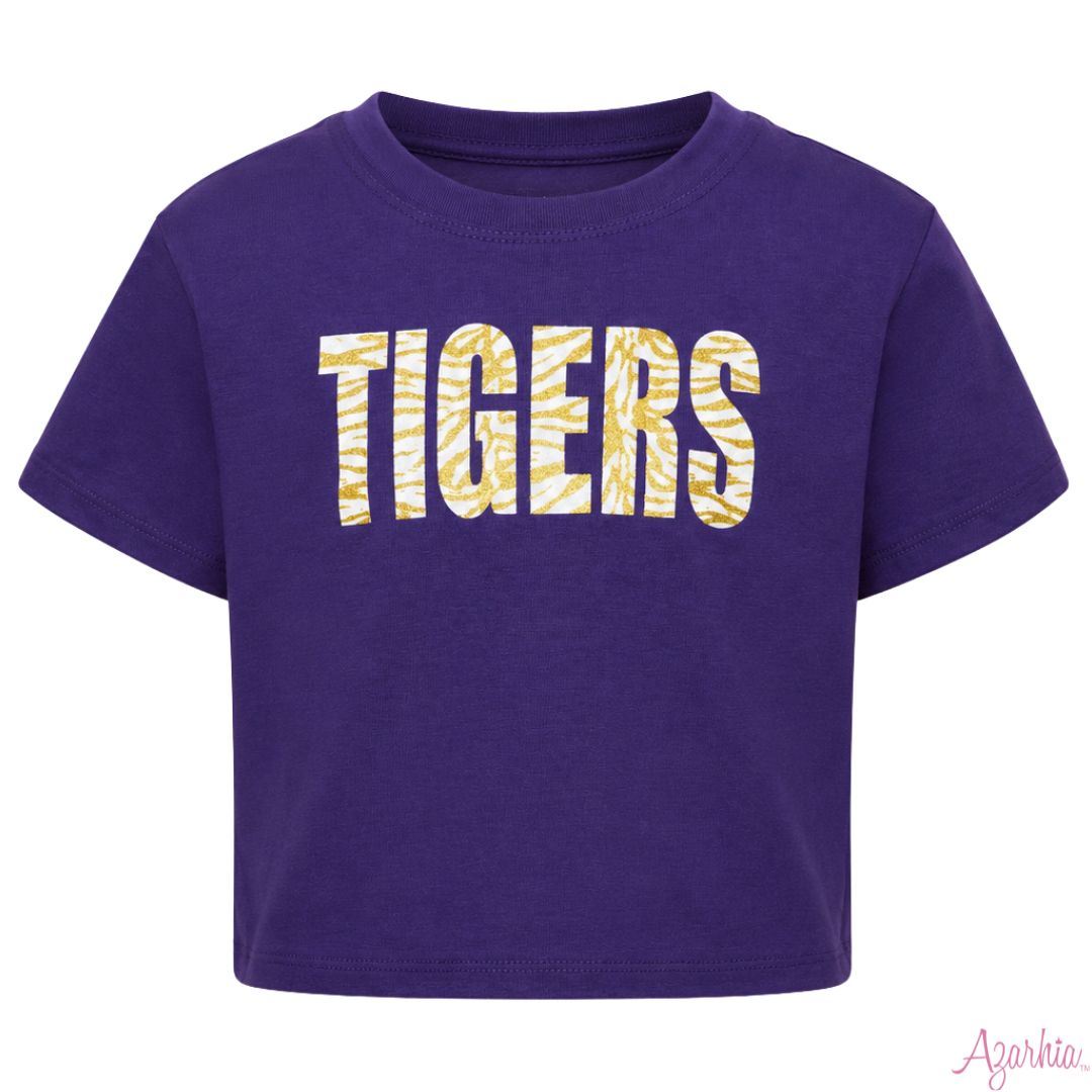 Azarhia Glitter Tigers Boxy Tee-Purple