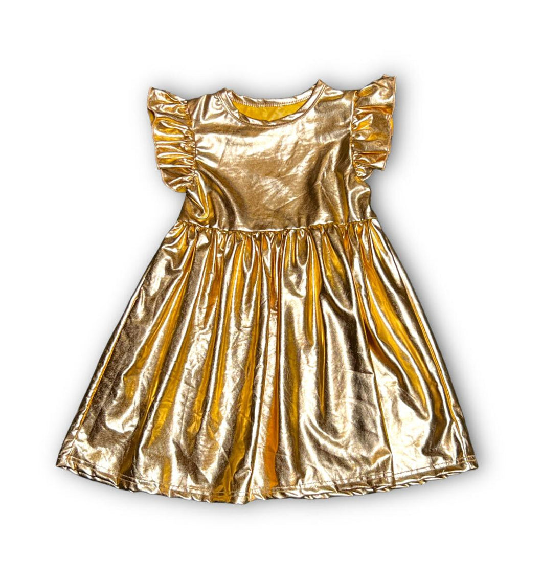 Belle Cher Gold Metallic Dress