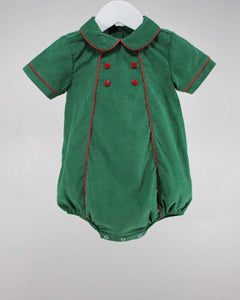 Baby Blessings Green Michael Bubble w/ Red Piping