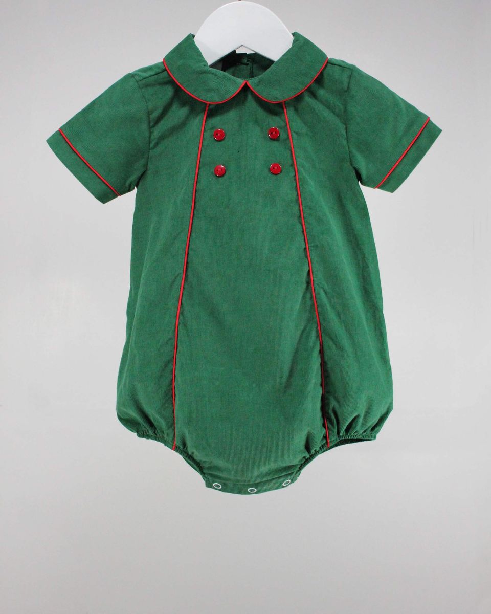 Baby Blessings Green Michael Bubble w/ Red Piping