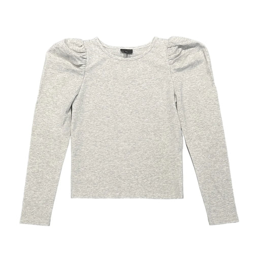 Little Olin Grey Puff Sleeve Cotton Top