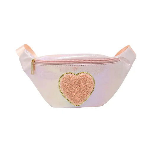 Shiny Heart Patch Sling Bag-Lt. Pink