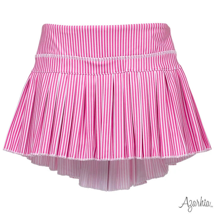 Azarhia Hot Pink Stripes Mini Pleated Skort