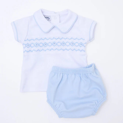 Magnolia Baby Hudson Blue Smocked Bloomer Set