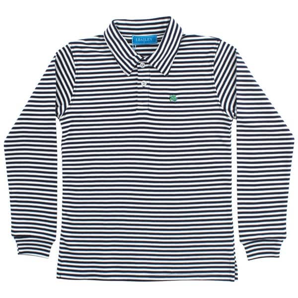 J Bailey L/S Striped Polo-Navy/White