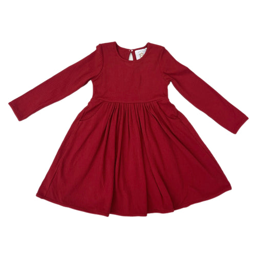 Swoon Baby Crimson Ribbed Pocket Dress