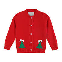 Christmas Tree Knit Cardigan-Red