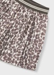Mayoral Chestnut Pleated Skirt - Animal Print