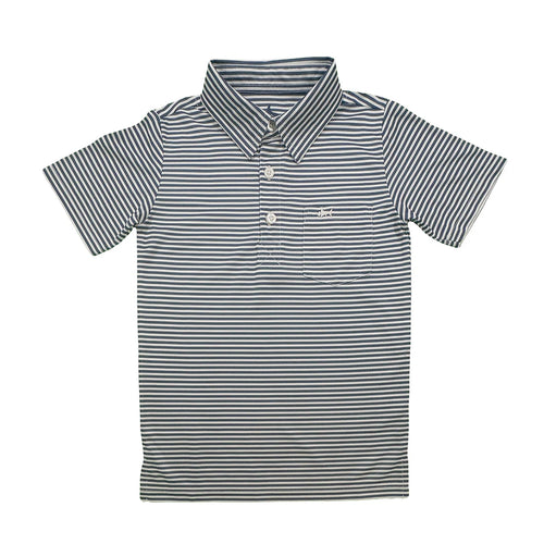 Saltwater Boys Inshore Performance S/S Polo-Navy Stripe