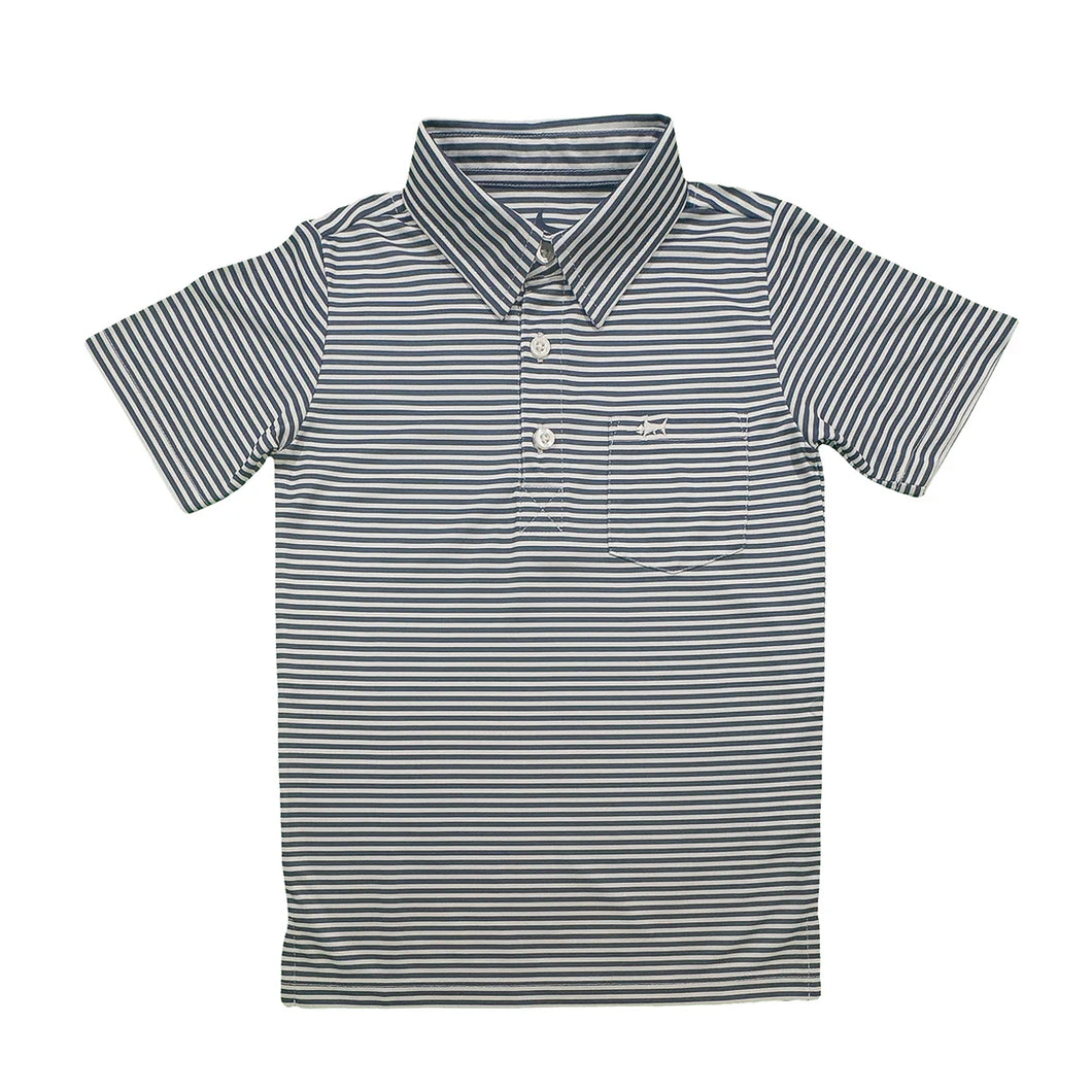 Saltwater Boys Inshore Performance S/S Polo-Navy Stripe