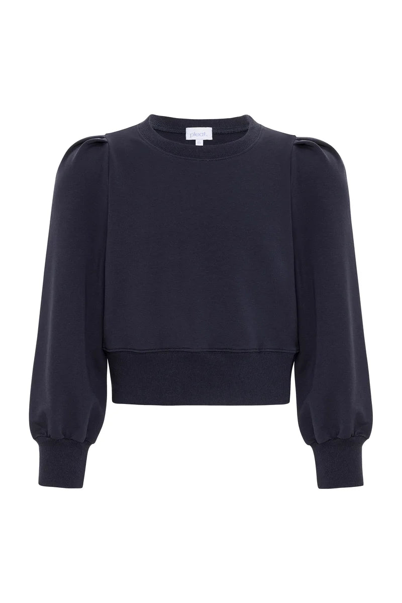 Pleat Jane L/S Sweatshirt-Navy