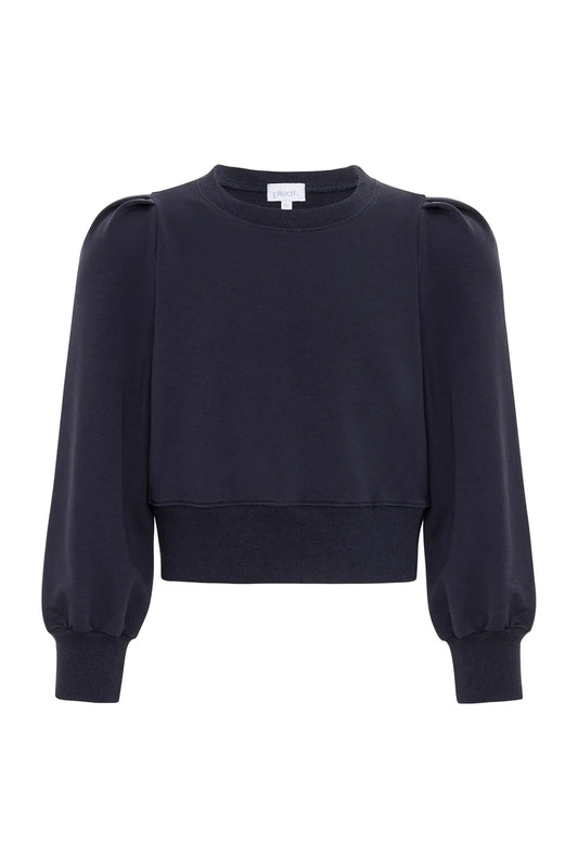 Pleat Jane L/S Sweatshirt-Navy