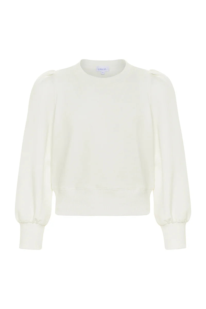 Pleat Jane L/S Sweatshirt-White