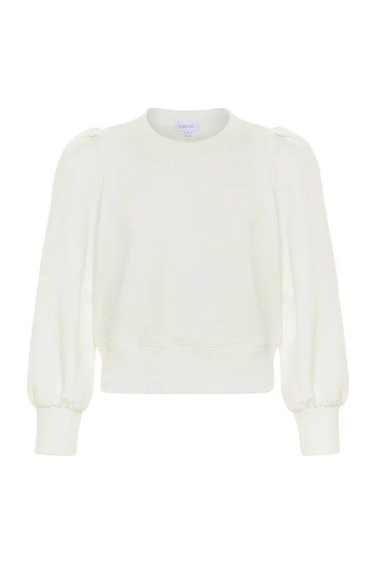 Pleat Jane L/S Sweatshirt-White