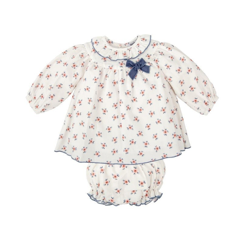 Babidu Cream/Green/Mauve Floral Bloomer Set