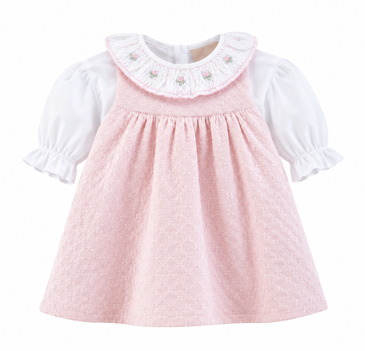 BCC Delicate Roses Jacquard Jumper w/ Blouse-Pink