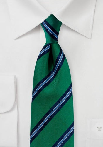 Kelly Green Tie w/ Navy Stripes