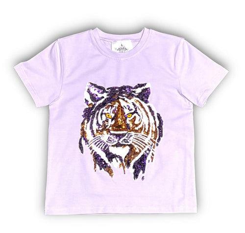 Belle Cher Lavender Sequin Tiger T-Shirt