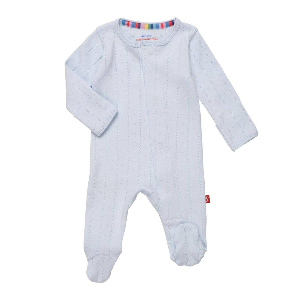 Magnetic Me Love Lines Pointelle Footie-Blue