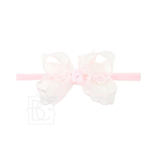 BC 3.5 Lt. Pink Scalloped Organza Bow on Panyhose