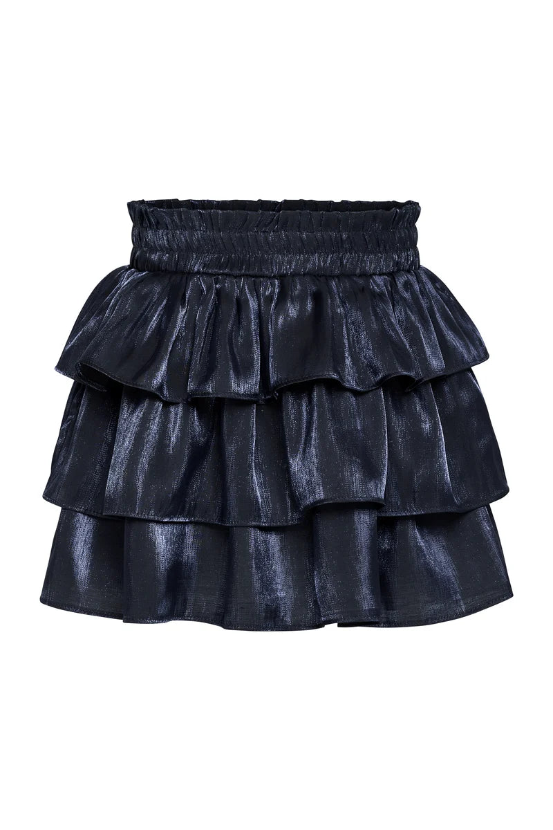 Pleat Luna Tiered Skirt-Navy