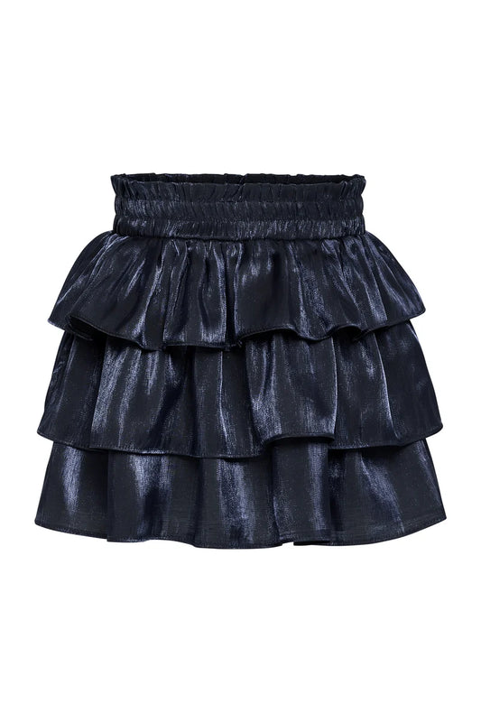 Pleat Luna Tiered Skirt-Navy