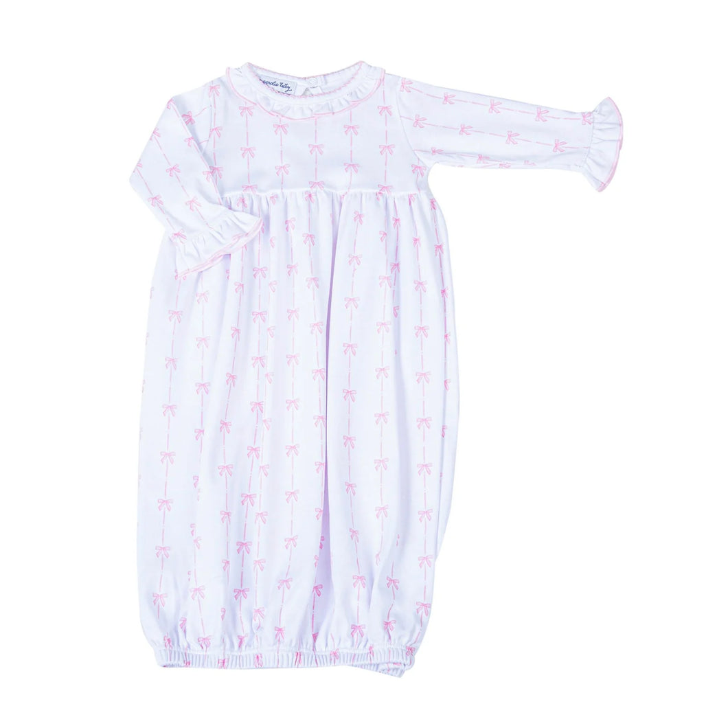 Magnolia Baby Bow Print Ruffle Gathered Gown