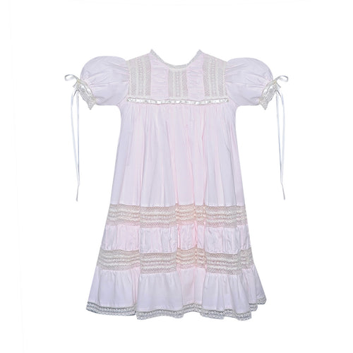 P & R Mary Claire Pink/Ecru Lace Yoke Dress