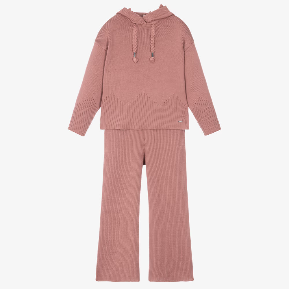 Mayoral Pinkish Long Knit Trousers Set - Girls